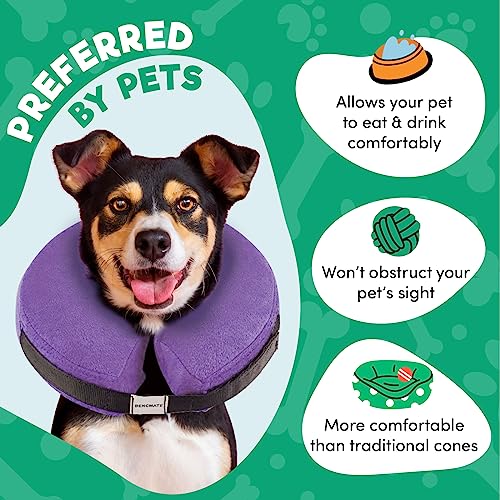BENCMATE Protective Inflatable Collar for Dogs and Cats - Soft Pet Recovery Collar Does Not Block Vision E-Collar (X-Large, Blue)