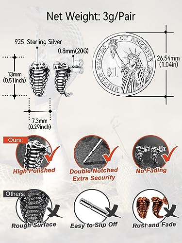 FaithHeart Dragon/Dinosaur/Snake Hoop Earrings for Men, Sturdy Stainless Steel Punk Biker Animals Hypoallergenic Jewelry, Gift Box