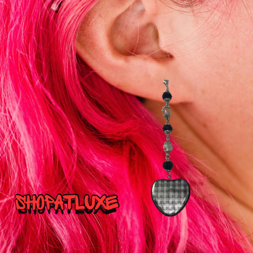 CHECKERBOARD HEART EARRINGS