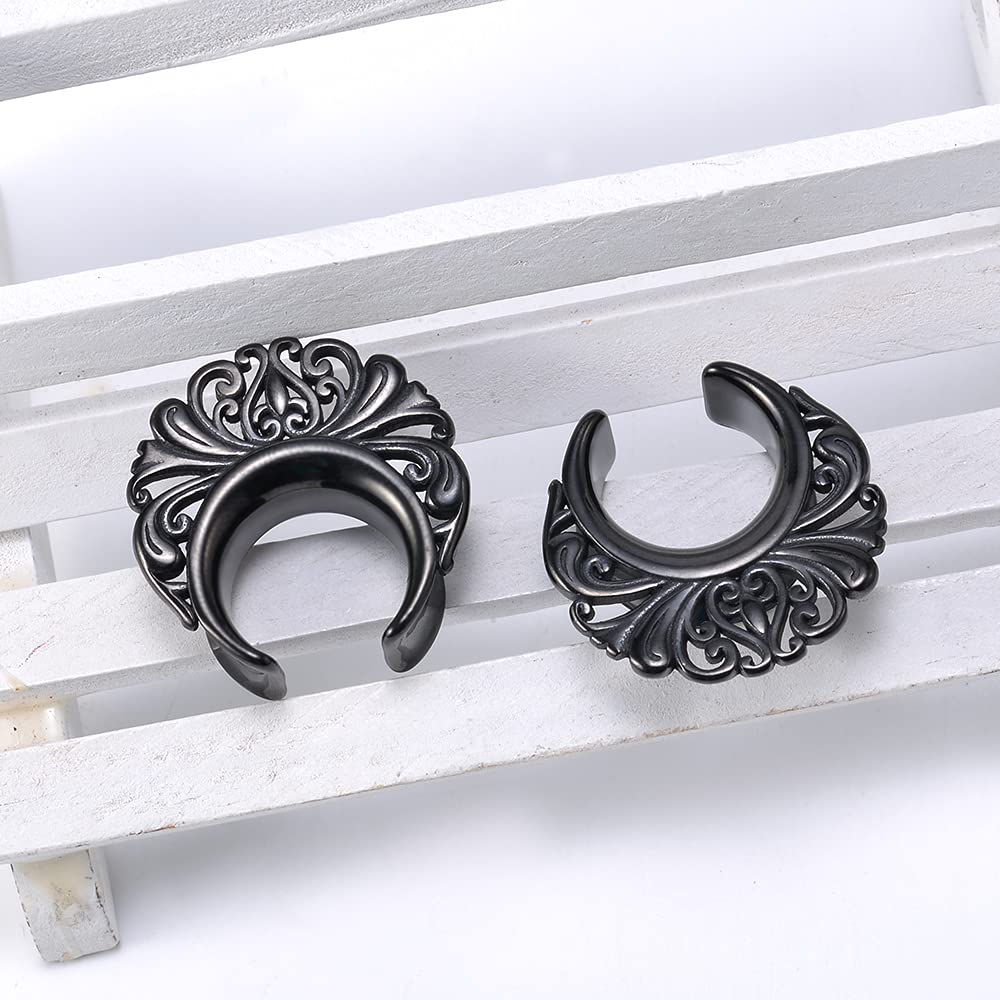 2PCS Moon Ear Gauges Ear Plugs and Tunnels Gauge for Ears Expander Piercing Gauge 10mm-25mm(00g-1")