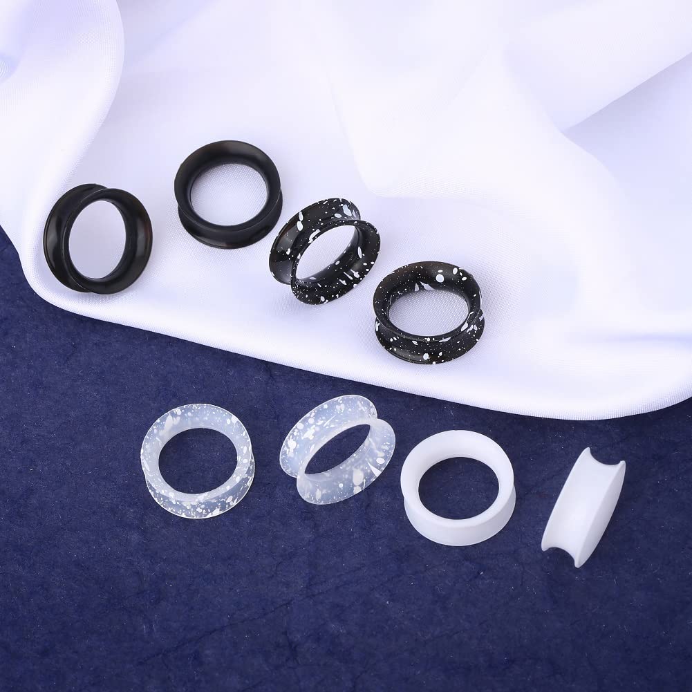 OUFER 8PCS Silicone Ear Gauges Flexible Ear Tunnels Plugs Stretchers Expander Double Flared Flesh Ear Piercing Jewelry for Women Men