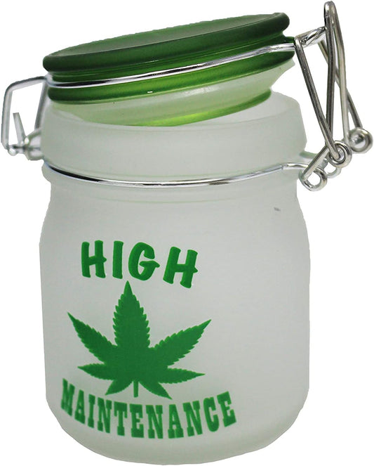 Airtight Glass Storage Jar Medium 3.75" Tall (Frosted Hi Maintenance)