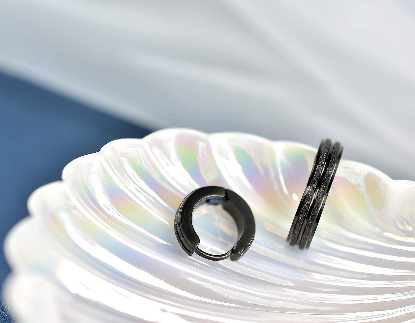 Stainless Steel Hoop Earrings For Men's Women's,Silver/Gold/Black/Blue Hypoallergenic Round Huggie Earrings,Fashion Punk Earrings Piercing Jewelry Gift for Boys Girls