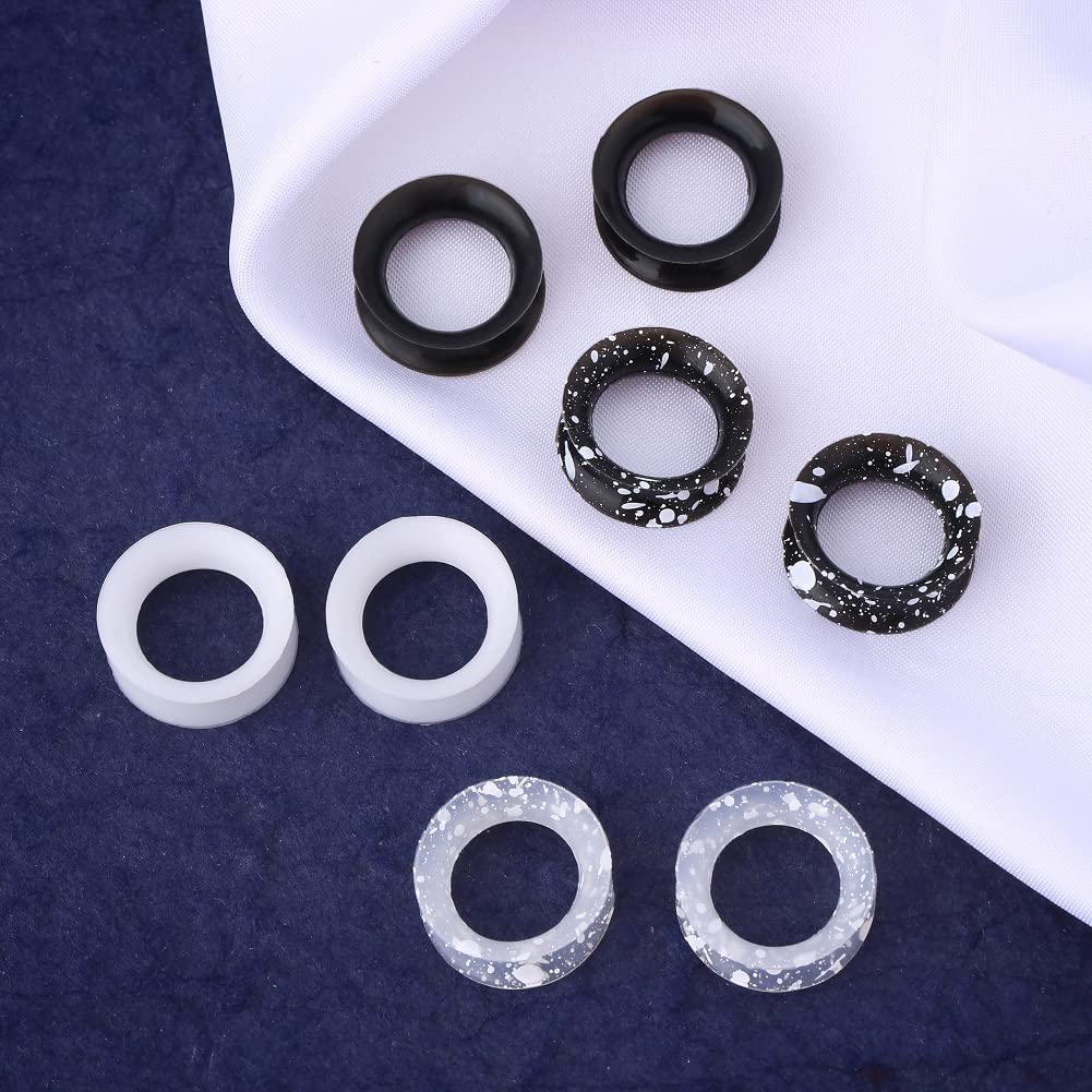 OUFER 8PCS Silicone Ear Gauges Flexible Ear Tunnels Plugs Stretchers Expander Double Flared Flesh Ear Piercing Jewelry for Women Men