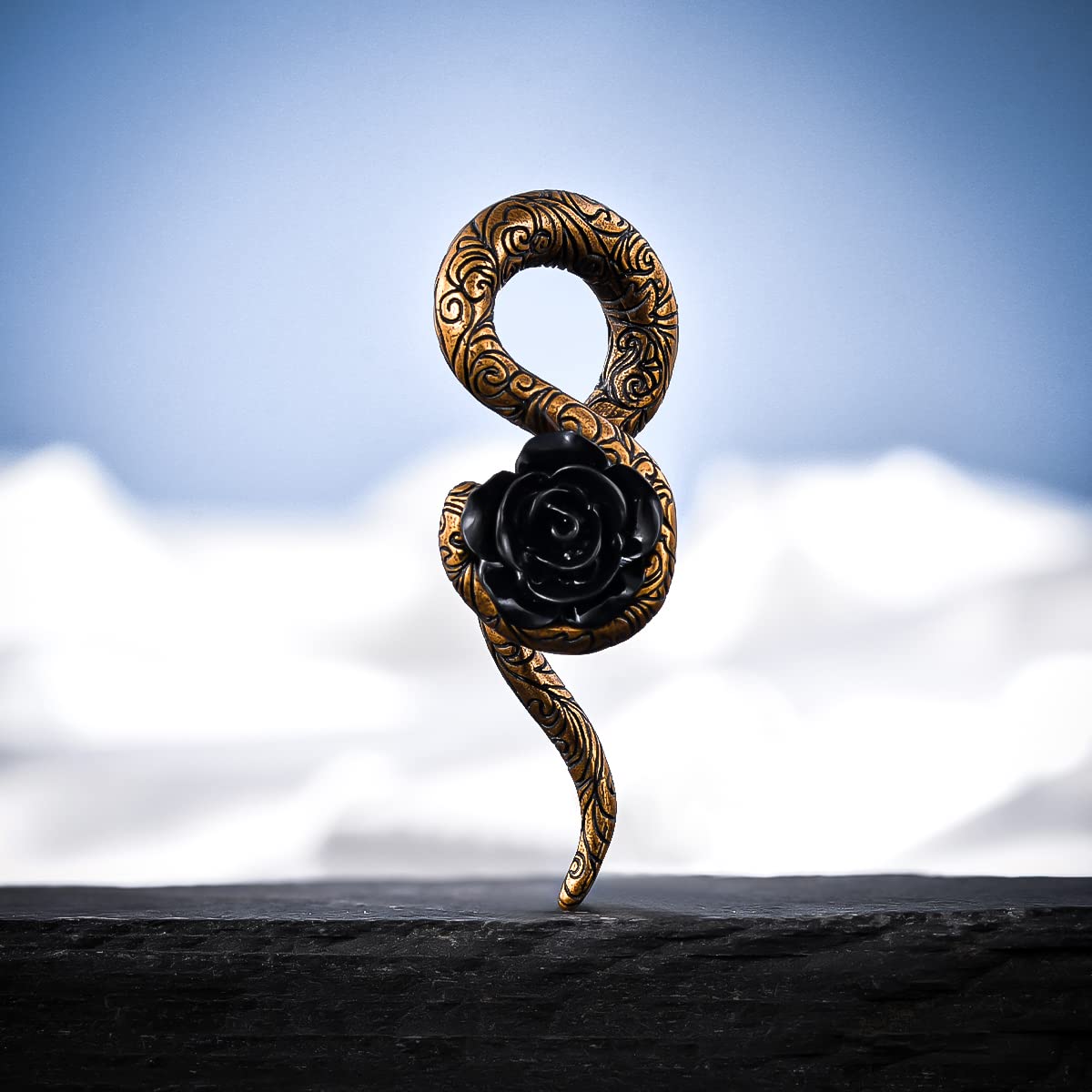 2PCS 2G Ear Sprial Tapers Plug Gauges Brass Ear Stretcher Hangers 6mm Gothic Ear Tunnels Expander Piercing Jewelry