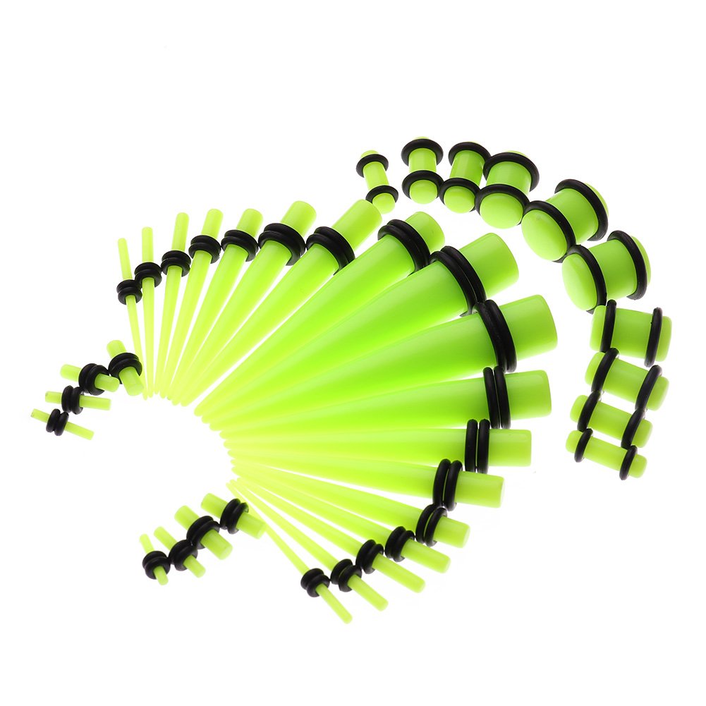 50 Pieces Ear Stretching Kit 14G-00G Acrylic Tapers and Plugs + Silicone Tunnels - Ear Gauges Expander Set Body Piercing Jewelry