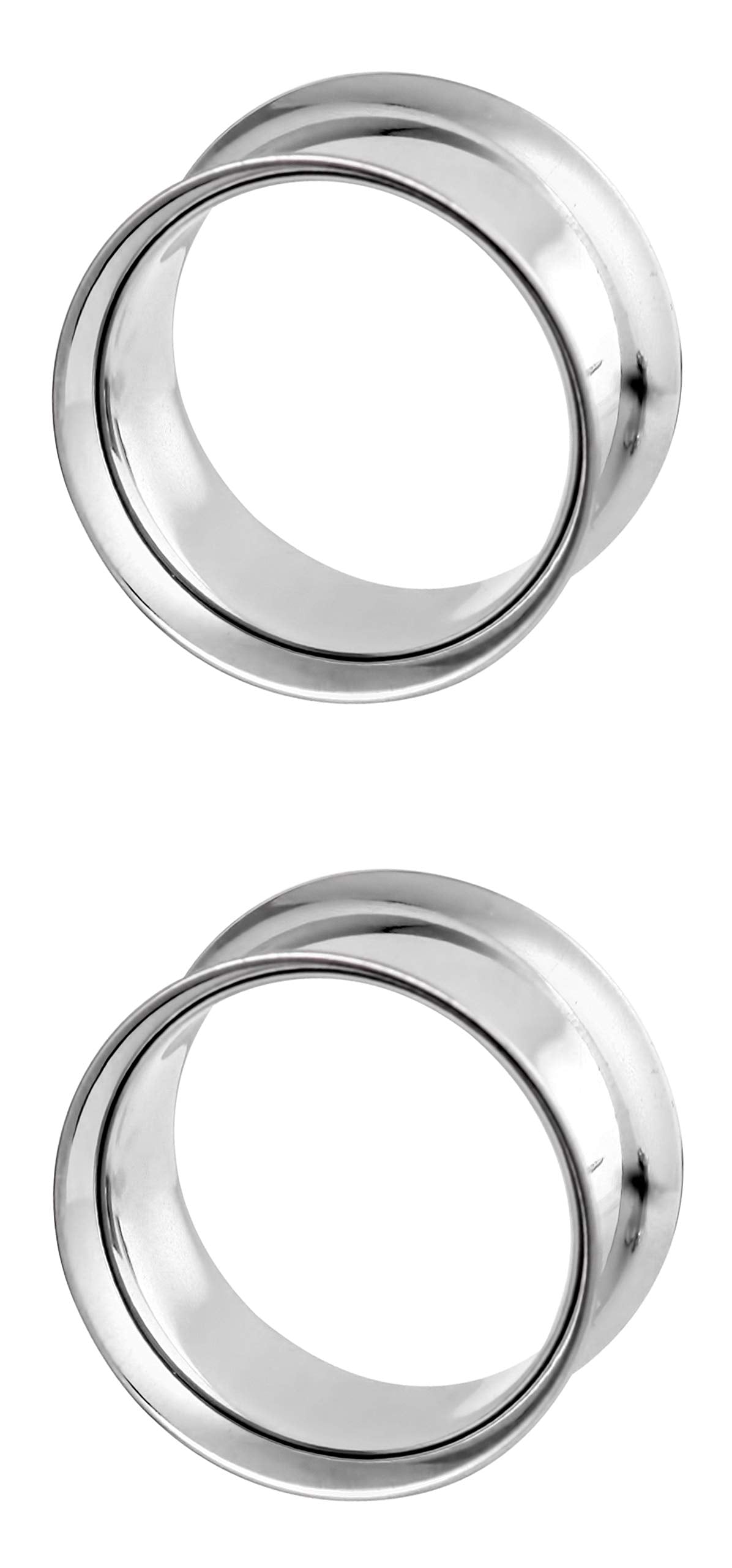 Forbidden Body Jewelry Ear Gauges, Ear Tunnels, Tunnels For Ears, 12G-2 Inch Surgical Steel Mirror Finish Double Flared Tunnel Plug Earrings (Sold in Pairs)