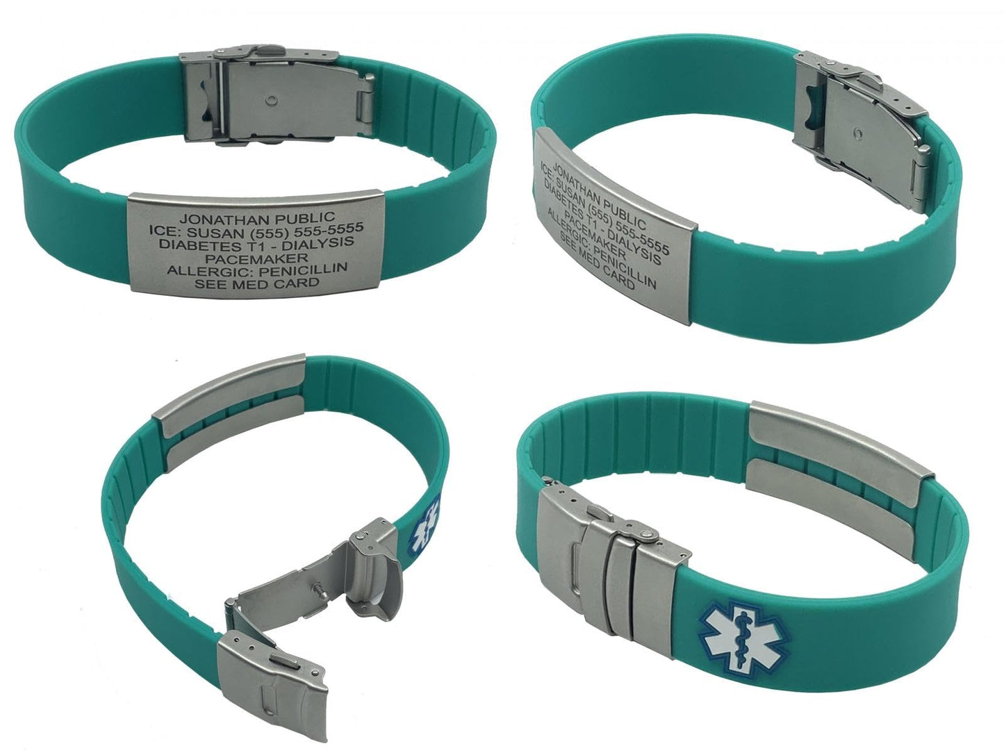 Sport Medical Alert Bracelet for Men and Women, Custom Engraving, Emergency Medical Card For Your Emergency Medical Information, Complimentary Access PHR (Personal Health Record) - Black (Black)