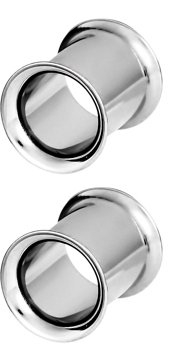 Forbidden Body Jewelry Ear Gauges, Ear Tunnels, Tunnels For Ears, 12G-2 Inch Surgical Steel Mirror Finish Double Flared Tunnel Plug Earrings (Sold in Pairs)
