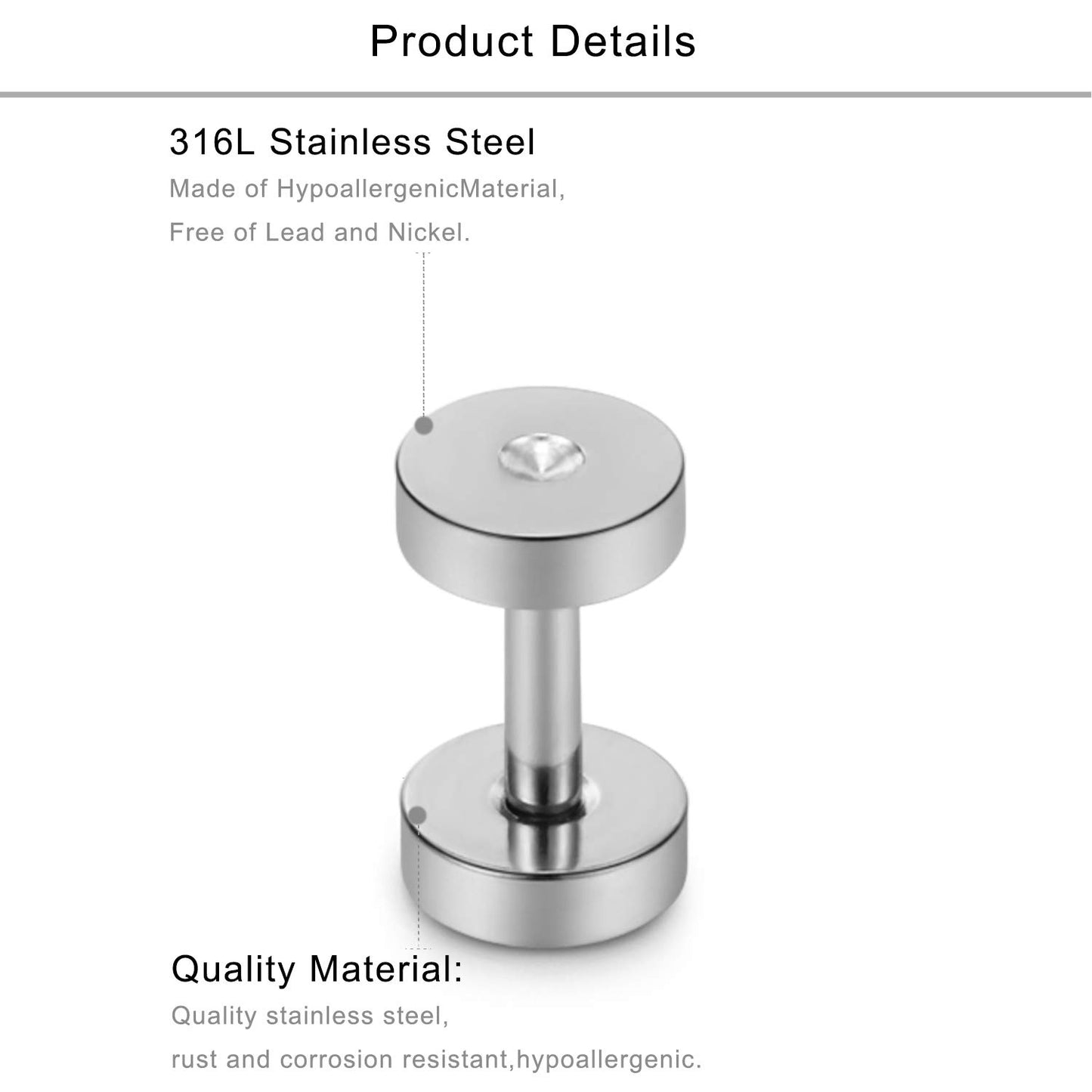 Lcolyoli Screw Fit Ear Gauges Kit Surgical Steel Tunnel Expander Earrings Earlobe Plugs Body Piercing Jewelry Set for Women Men 14G-00G 12 Pieces