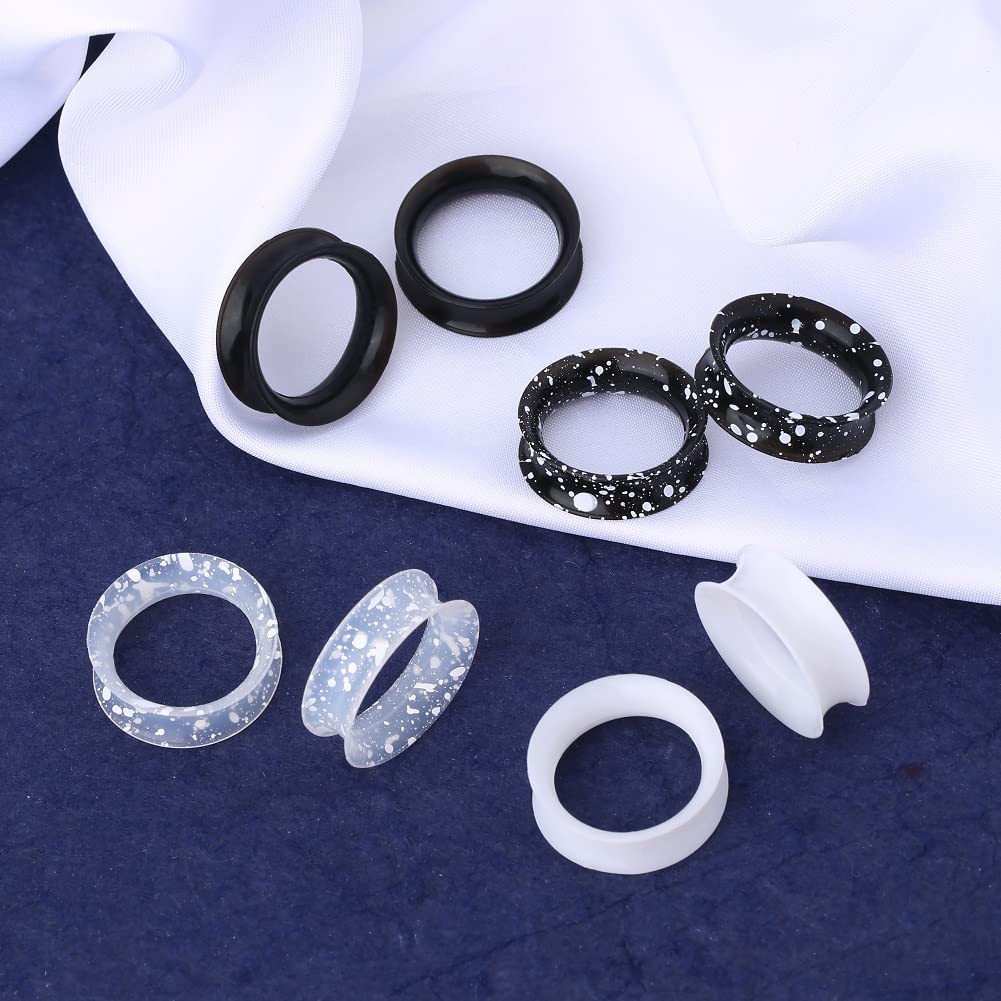 OUFER 8PCS Silicone Ear Gauges Flexible Ear Tunnels Plugs Stretchers Expander Double Flared Flesh Ear Piercing Jewelry for Women Men