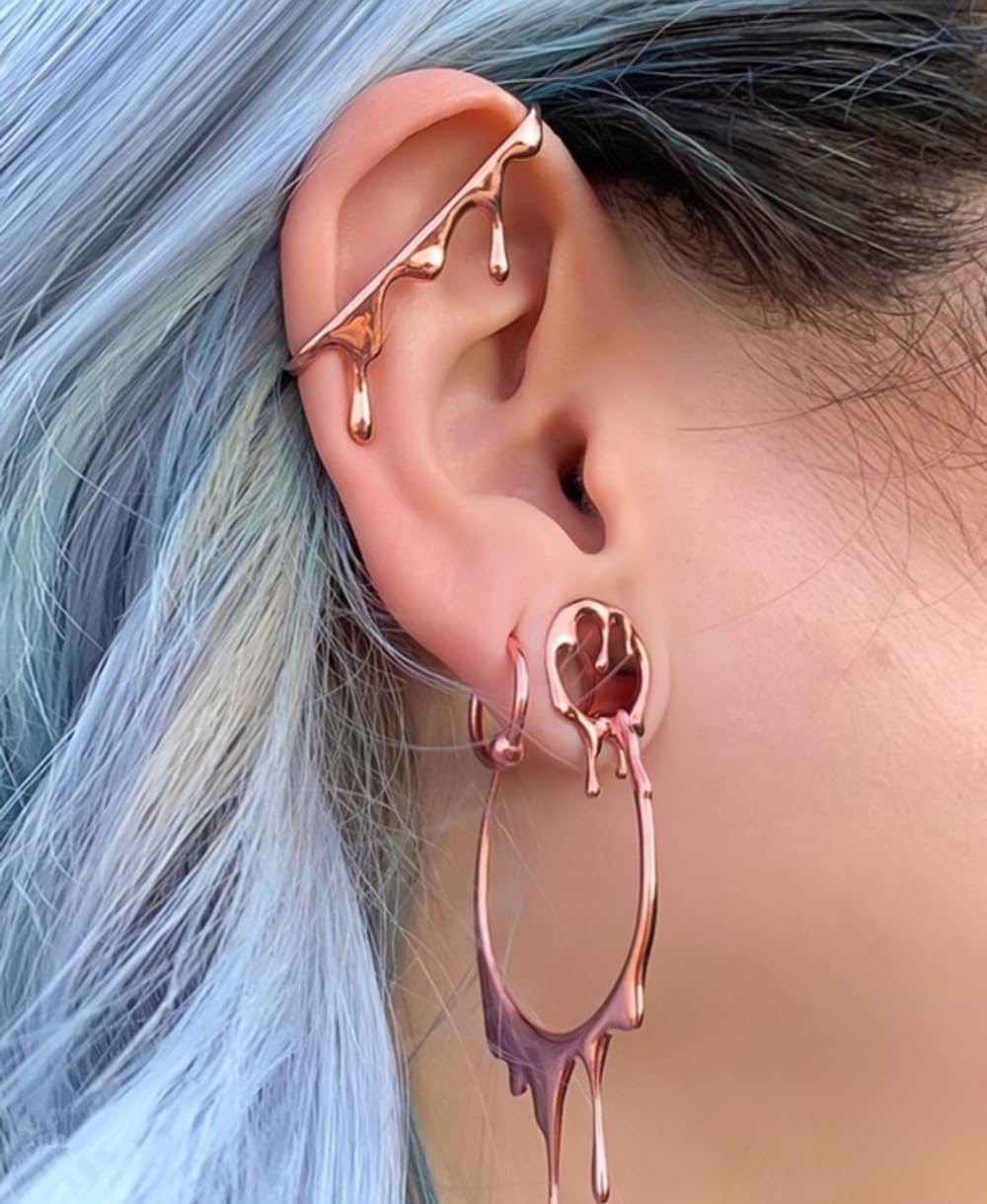 2PCS Cool Water Drops Ear Tunnels Plugs 316 Stainless Steel Ear Gauges Hypoallergenic Earring Expanders for Stretched Piercing Body Jewelry