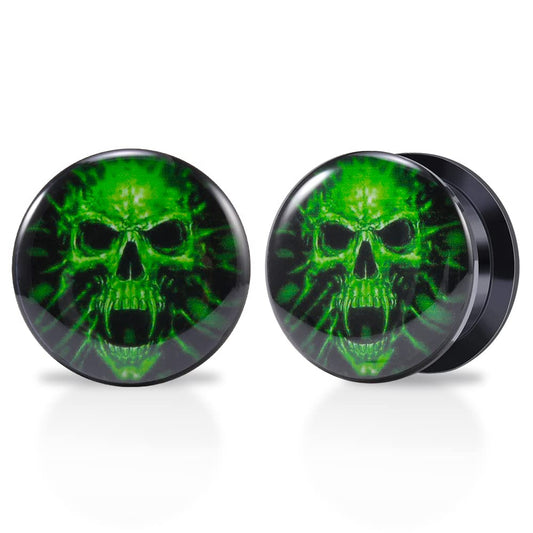 1 Pair Acrylic Solid Screw On Ear Plugs Tunnels Epoxy The Eye of Geometirc Flower Allergy Free 2g - 1 Inch Stretcher Art Color Drawing For Women For Men Body Piercing Jewelry