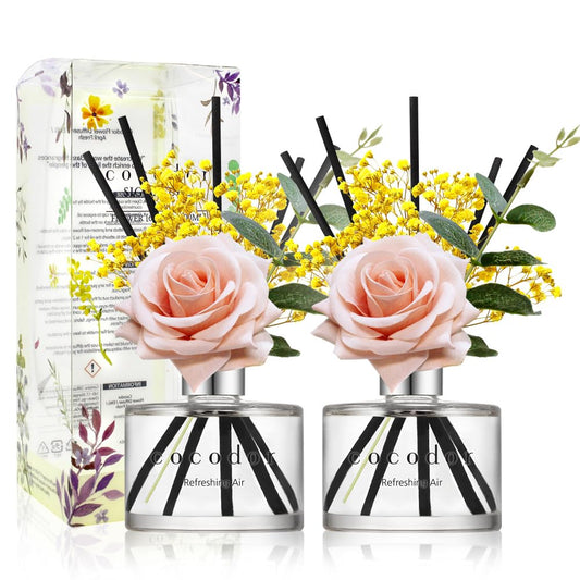 COCODOR Preserved Flower Reed Oil Diffuser/White Jasmine/6.7oz(200ml)/1 Pack/Home & Office Decor Aromatherapy Diffuser Oil Gift Set