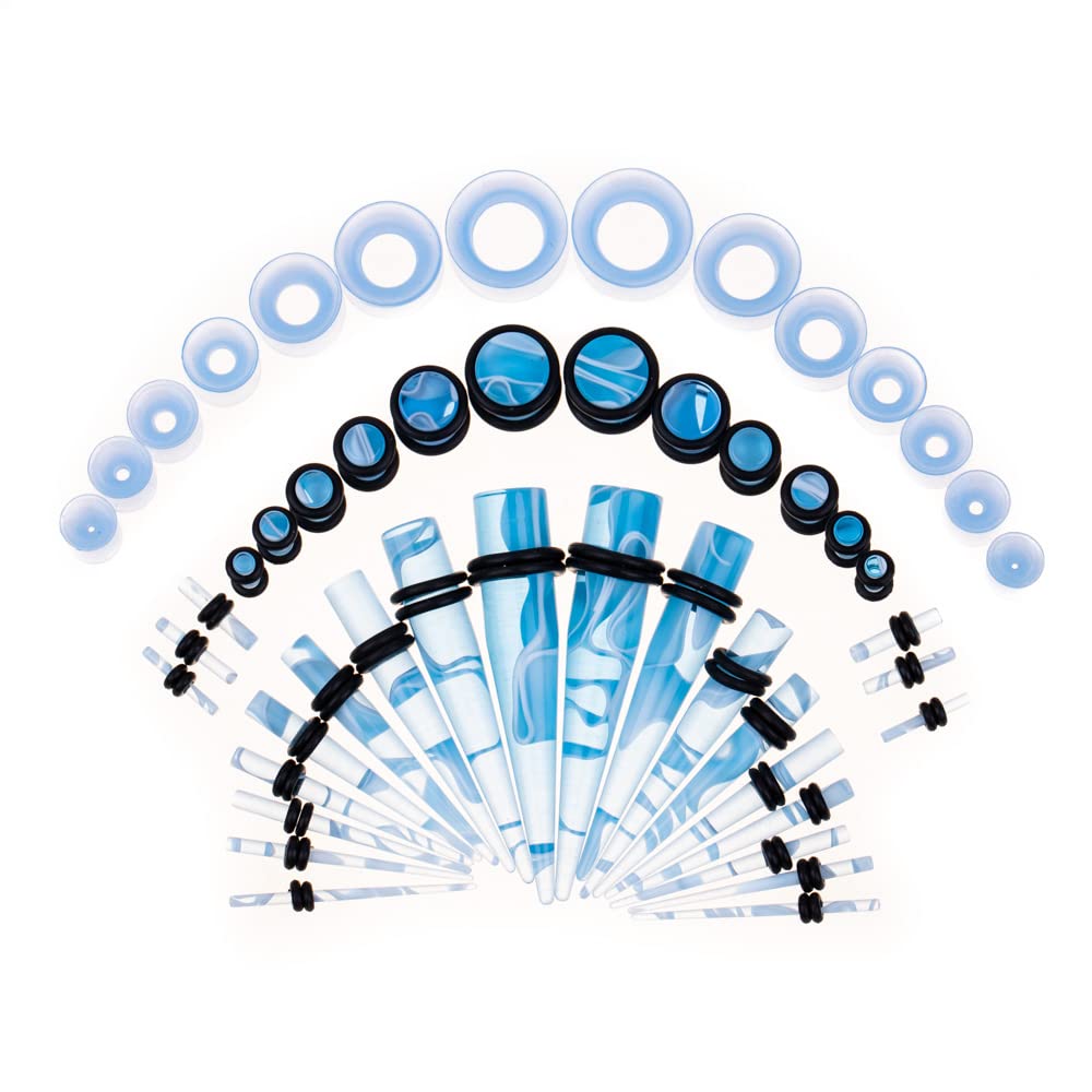 Memsion Ear Stretching Kit 50 Pieces 14Gauges-00Gauges Earrings Piercing Kit