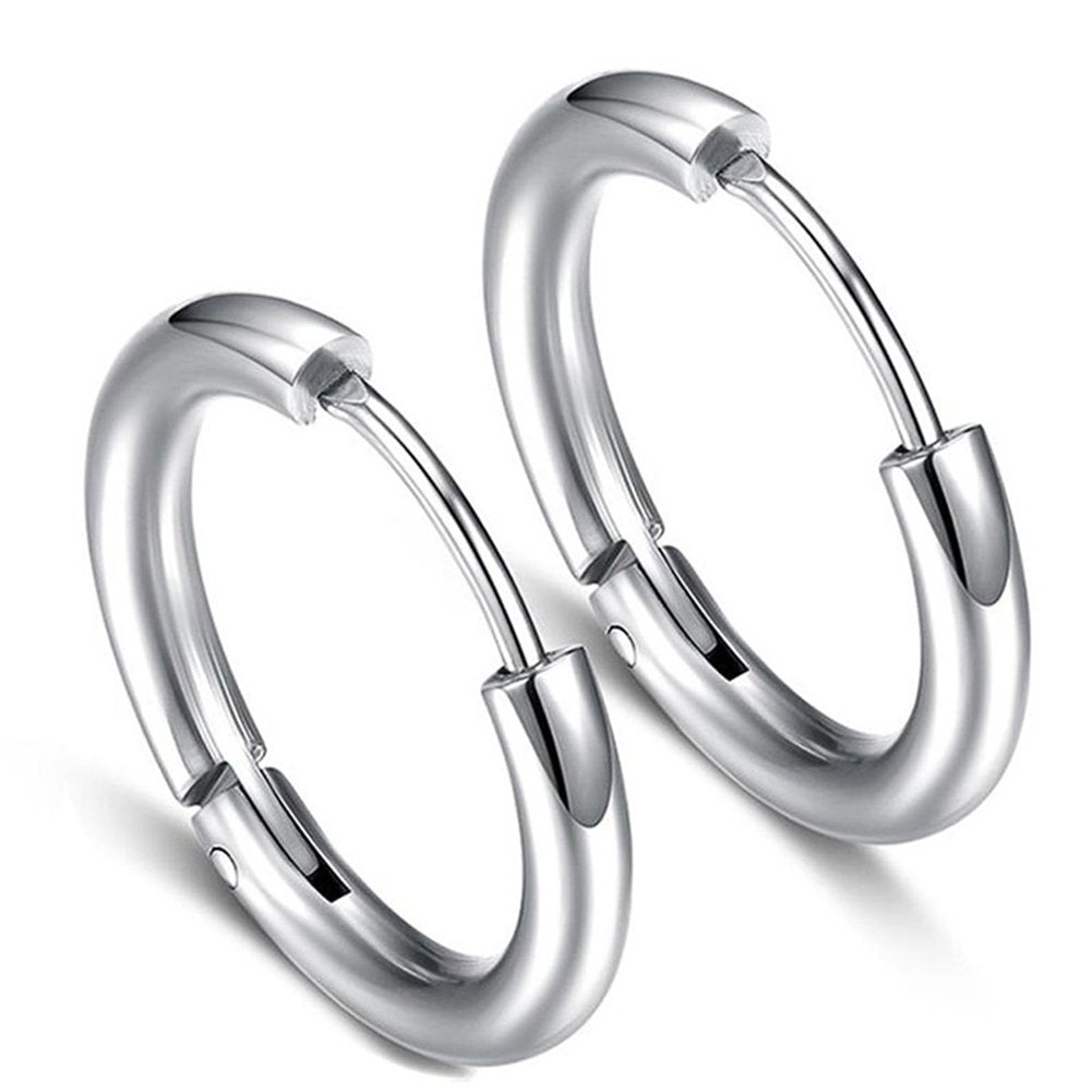 316L Surgical Stainless Steel Huggie Hoop Earrings 6mm 8mm 10mm 11mm 12mm 14mm Hypoallergenic Earrings Hoop Cartilage Helix Lobes Hinged Sleeper Earrings For Men Women Girls