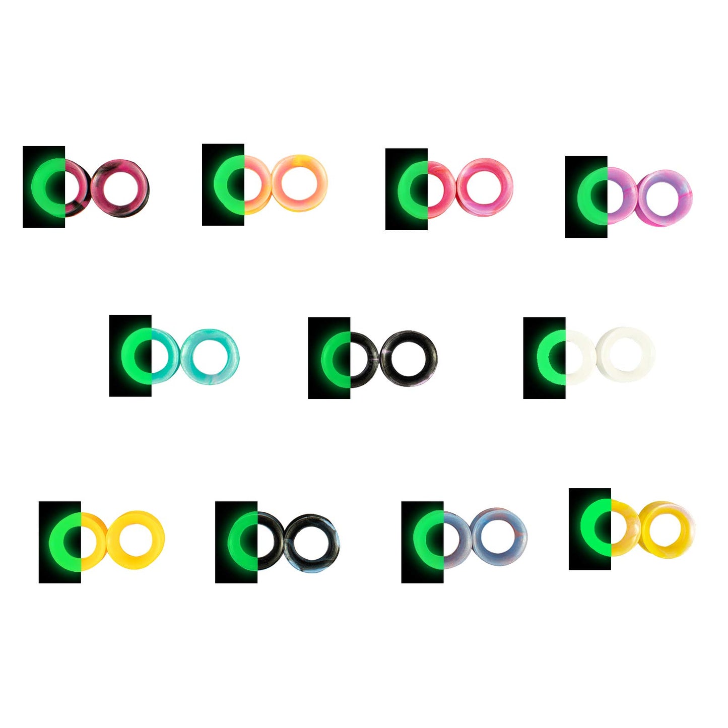 WBRWP 48/32/24/22/20/16/12pcs Ear Tunnels and Plugs - Double Flared Hollow Hard/Soft Silicone Ear Gauges - Ear Expander Stretcher Body Piercing Jewelry 8g-1"