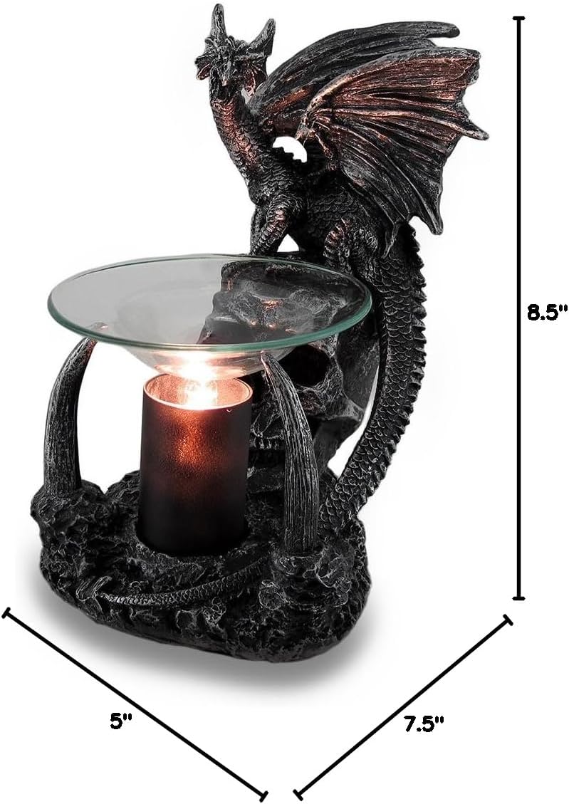 Obsidian Magma Gothic Dragon Lighted Electric Oil and Wax Warmer