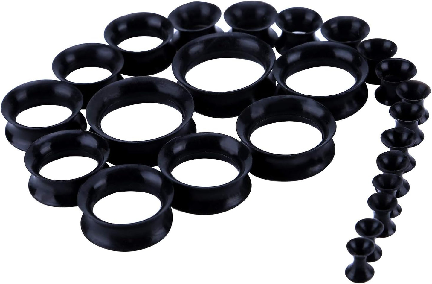 WBRWP 48/32/24/22/20/16/12pcs Ear Tunnels and Plugs - Double Flared Hollow Hard/Soft Silicone Ear Gauges - Ear Expander Stretcher Body Piercing Jewelry 8g-1"