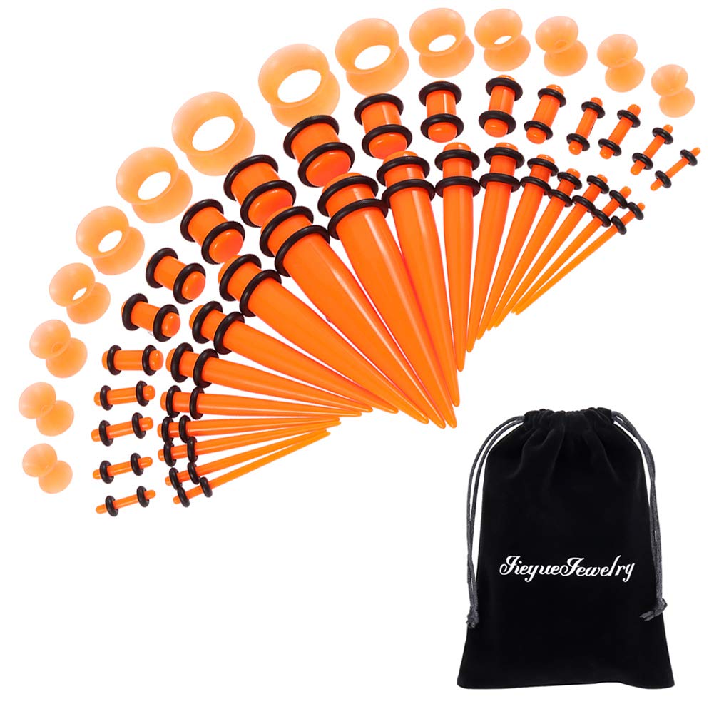 50 Pieces Ear Stretching Kit 14G-00G Acrylic Tapers and Plugs + Silicone Tunnels - Ear Gauges Expander Set Body Piercing Jewelry