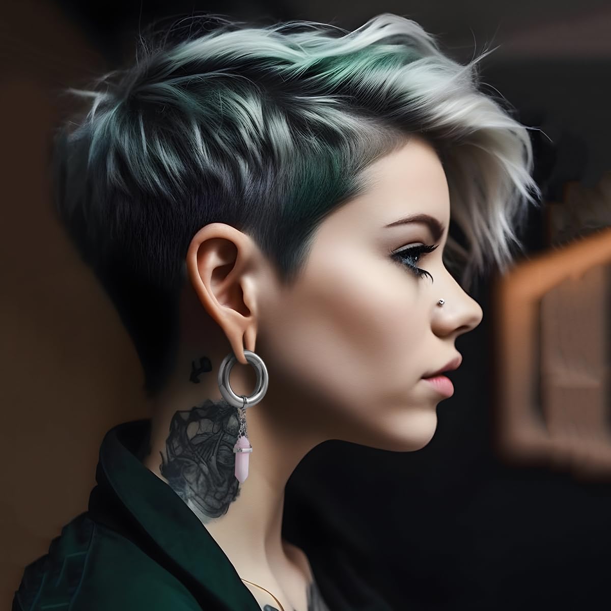 2g Ear Hanger Heavy Dangle Gauge Plug For Women 6mm Ear Weight For Stretched Ears Opal Gauge Tunnels For Ear Women Body Piercing Jewelry