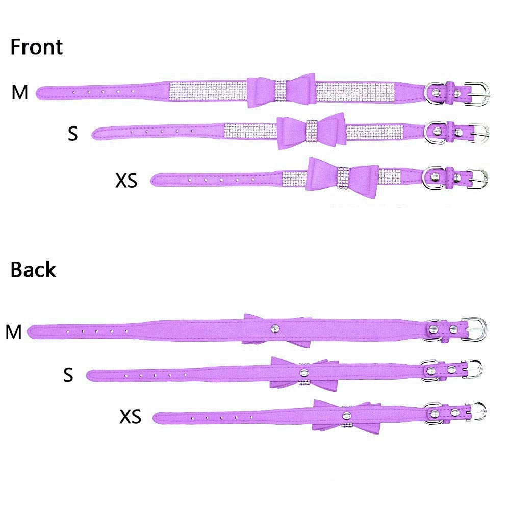 Rhinestone Dog Collar, Cute Dazzling Sparkling Soft Suede Leather Dog Cat Rhinestone Collar Crystal Diamond Pet Dog Puppy Collar (XS, Blue-1)