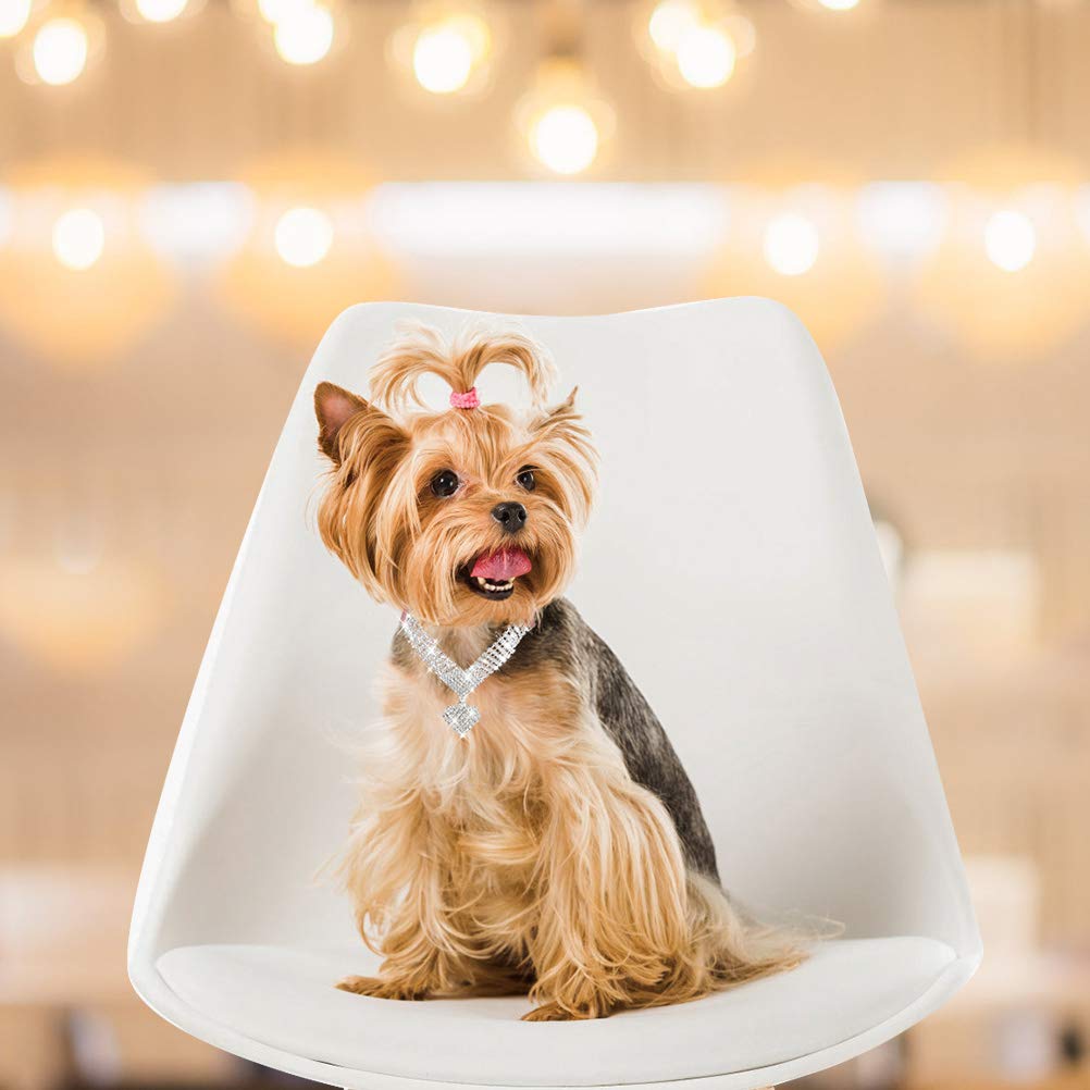 EXPAWLORER Dog Collar Rhinestone Necklace - Cute Sparkling Pet Collar for Girl Dogs and Cats, Soft Crystal Cat Collar Neck Decoration, Adjustable for Small Medium Large Breed Sizes, Pink XS