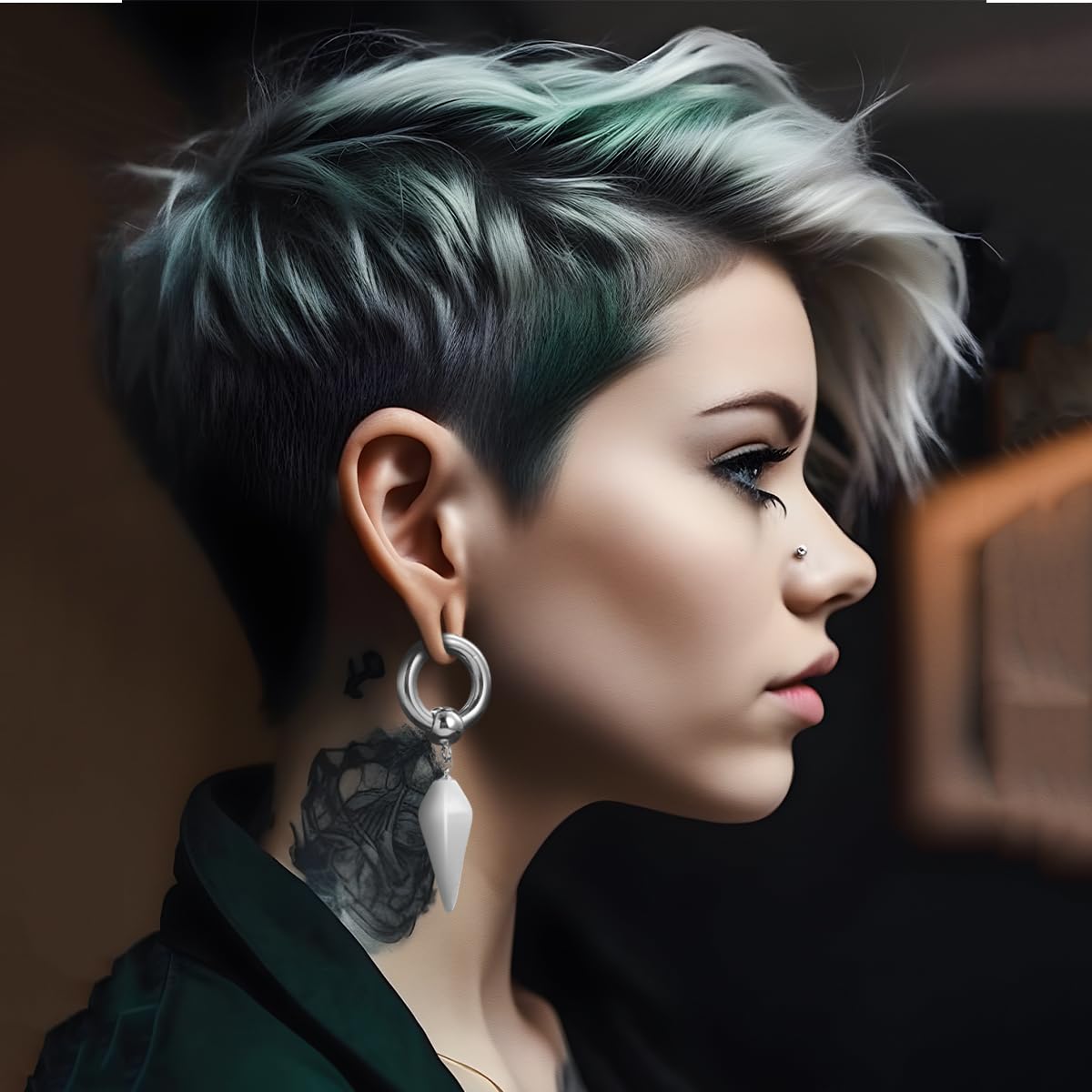 2g Ear Hanger Heavy Dangle Gauge Plug For Women 6mm Ear Weight For Stretched Ears Opal Gauge Tunnels For Ear Women Body Piercing Jewelry