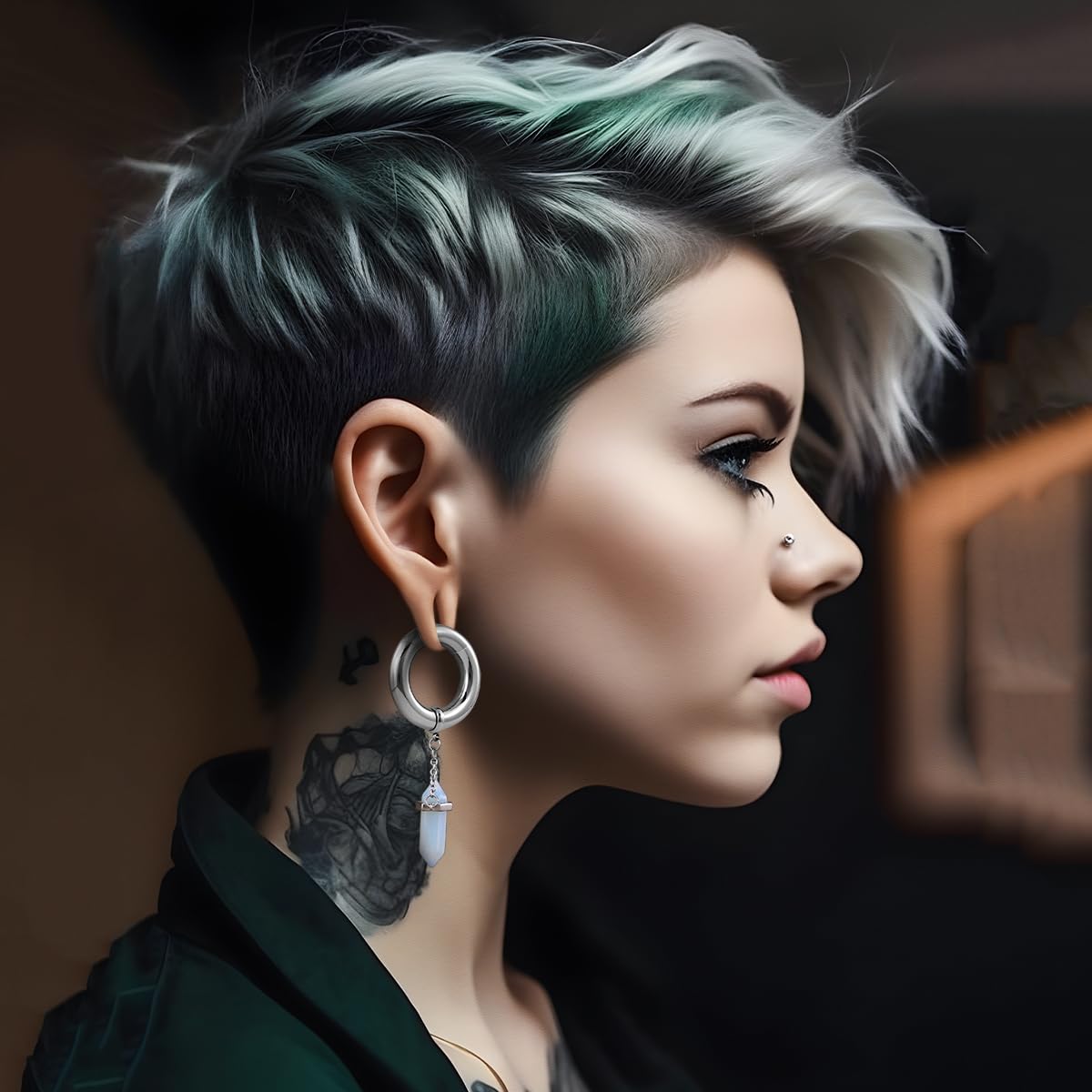 2g Ear Hanger Heavy Dangle Gauge Plug For Women 6mm Ear Weight For Stretched Ears Opal Gauge Tunnels For Ear Women Body Piercing Jewelry