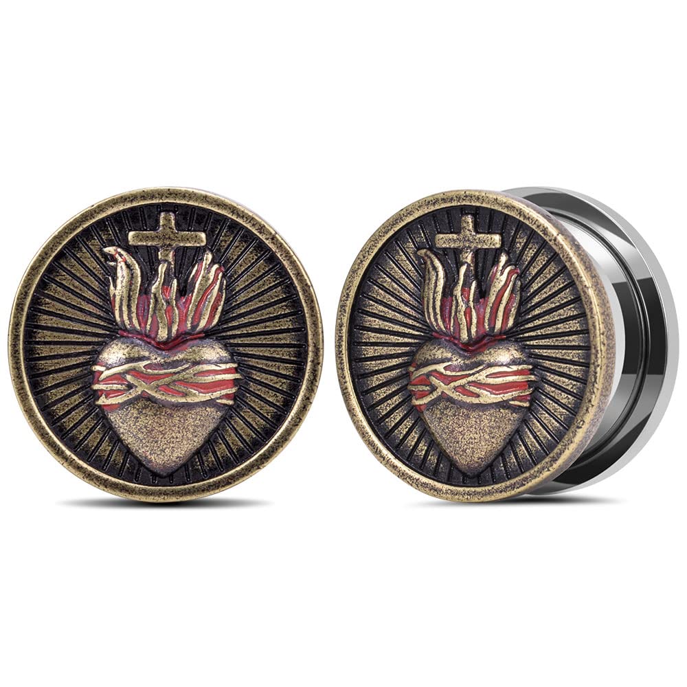 1 Pair Stainless Steel Screw Ear Gauges Flesh Tunnels Plugs Punk Cross Stretcher Piercing For Men Women Gauge 8mm-25mm