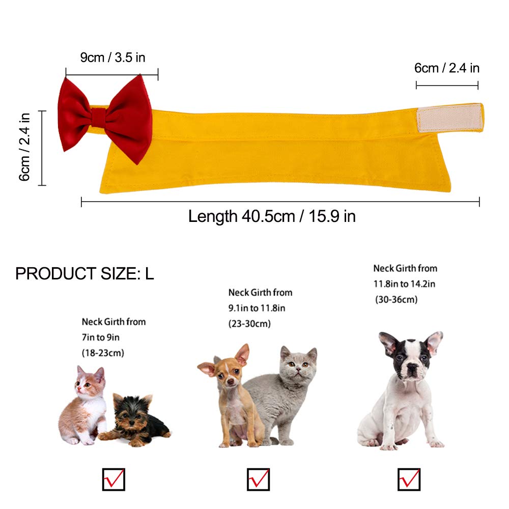 Handcrafted Adjustable Formal Pet Bowtie Collar Neck Tie for Dogs & Cats (S, Black)