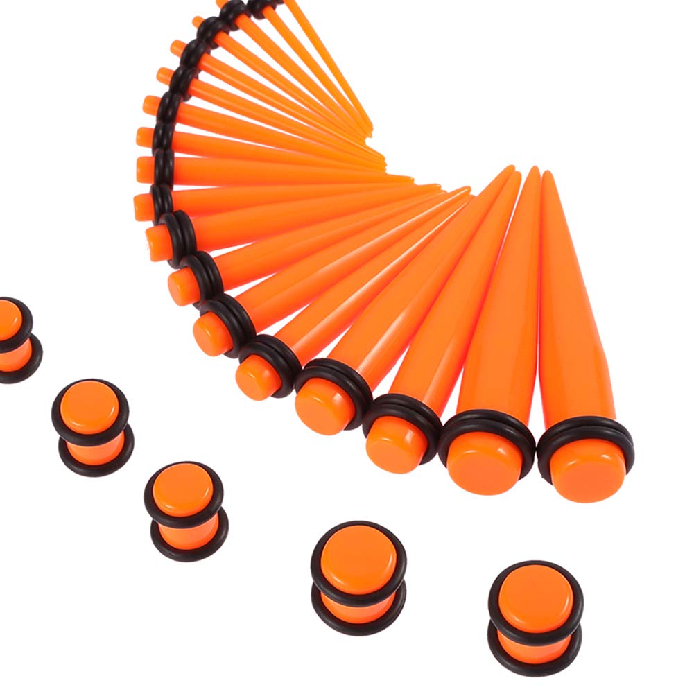 50 Pieces Ear Stretching Kit 14G-00G Acrylic Tapers and Plugs + Silicone Tunnels - Ear Gauges Expander Set Body Piercing Jewelry