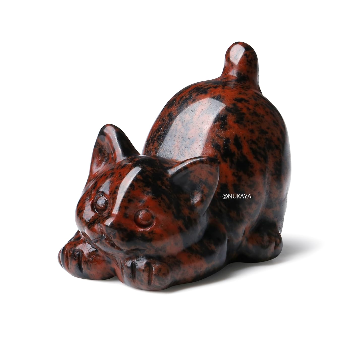 Black Obsidian Cat Statue Crystals and Healing Stones Cat Carved Room Home Decor Figurines for Office Lazy Sculpture Stone Crystal Desk Cute Art Decoration Gemstones Gifts for Cat Lovers Women