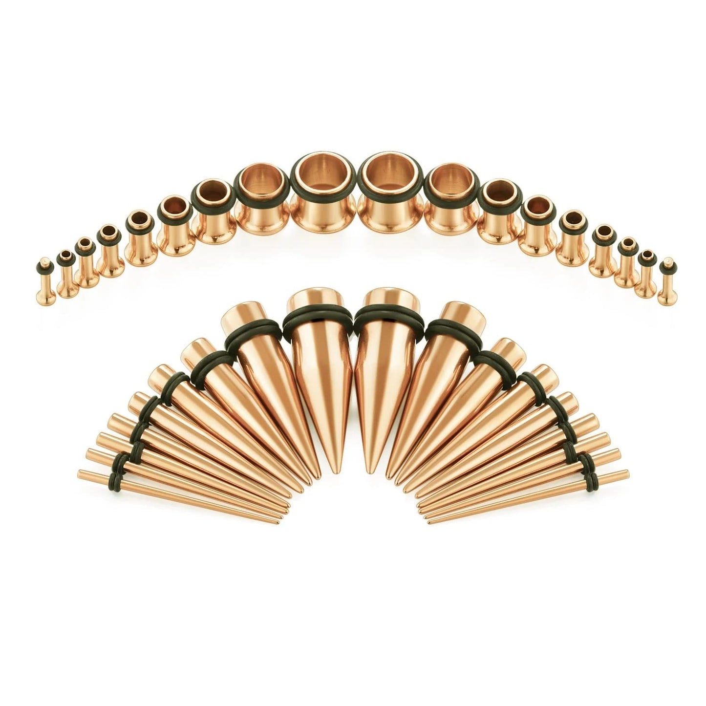 vcmart 14G-00G 36 pcs Ear Gauges Stretching Kit Tapers Plugs Eyelets Implant Grade Steel