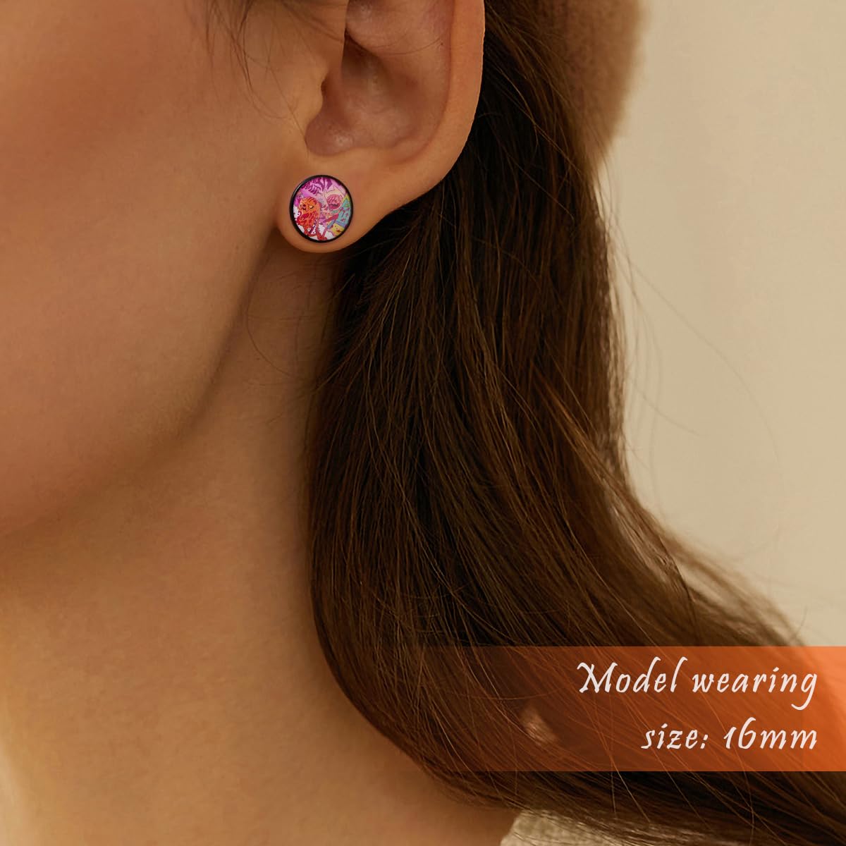 2PCS Acrylic Solid Screw On Ear Plugs and Tunnels Hand Drawn Illustrations Epoxy Allergy Free Ear Gauge Stretcher For Women Men Body Piercing Jewelry