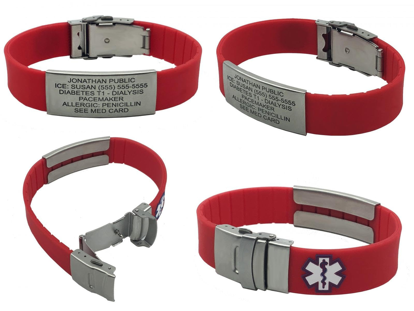 Sport Medical Alert Bracelet for Men and Women, Custom Engraving, Emergency Medical Card For Your Emergency Medical Information, Complimentary Access PHR (Personal Health Record) - Black (Black)