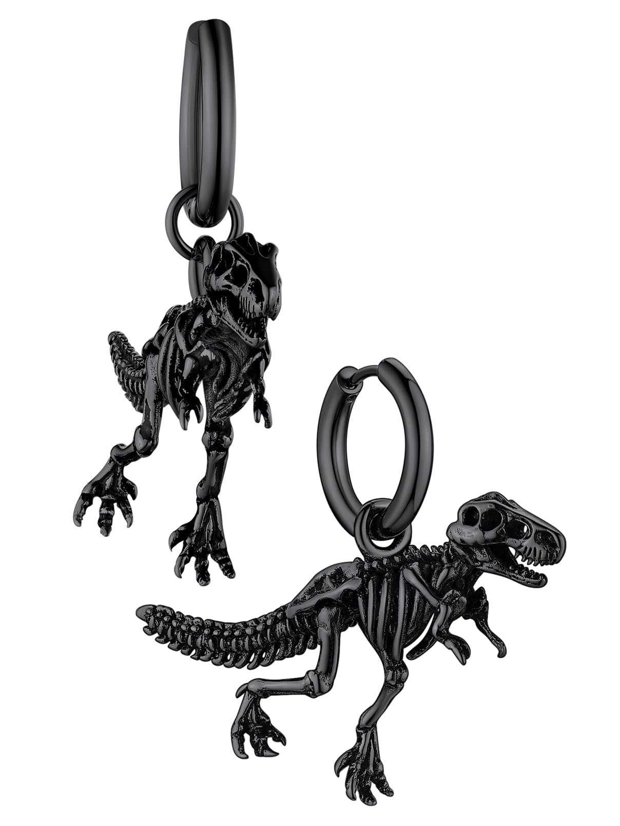 FaithHeart Dragon/Dinosaur/Snake Hoop Earrings for Men, Sturdy Stainless Steel Punk Biker Animals Hypoallergenic Jewelry, Gift Box