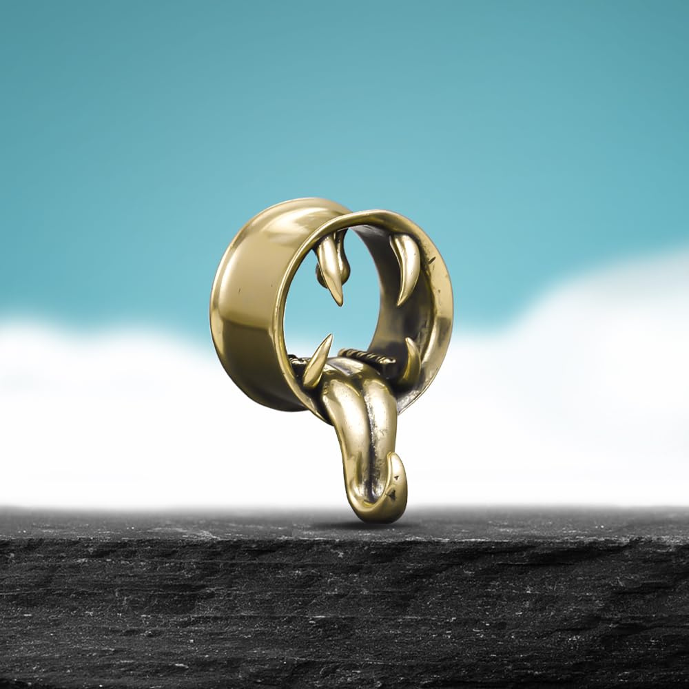 1 Pair Vintage Gauge For Ear Gothic Punk Waterdrop Plug Gauge Dangle Hanger Brass Saddle Tunnels Double Flared Ear Gauge Cool Women Body Piercing Jewelry