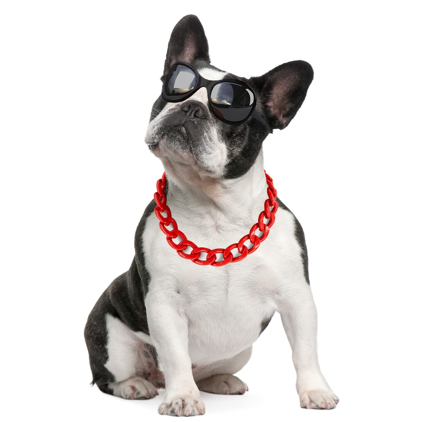 18K Gold Plated Dog Chain Collar-3/4 Inch (20mm) Width Cuban Link Durable Dog Necklace, Cute Fashion Pet Collar for Pit Bulldog, Light Metal Jewelry Bold Chain Puppy Accessories (26 inch, Gold)