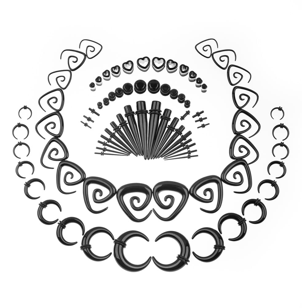 Ear Gauges Stretching Kit 14G-00G Acrylic Sprial Tapers Plugs Expander Sets Heart Tunnels Piering Jewelry Horeseshoes Taper For Ears