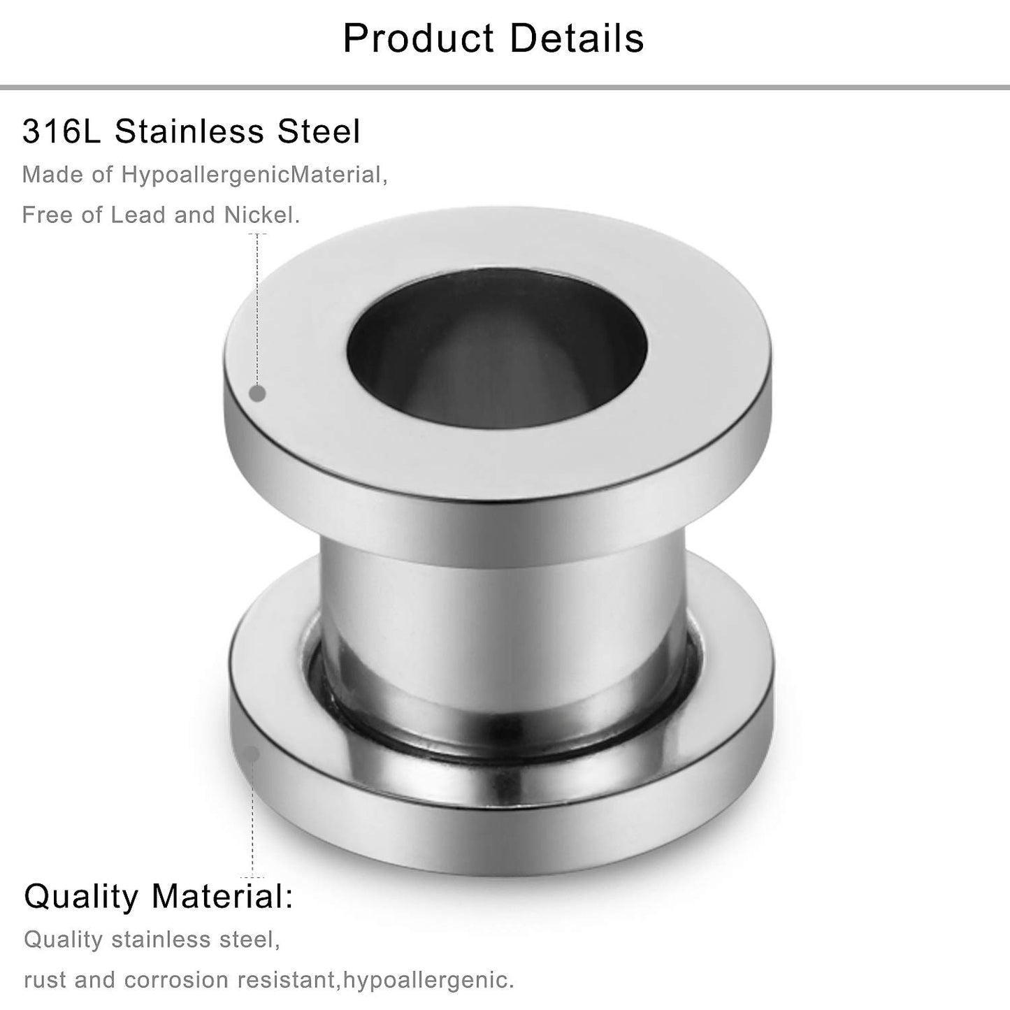 Lcolyoli Screw Fit Ear Gauges Kit Surgical Steel Tunnel Expander Earrings Earlobe Plugs Body Piercing Jewelry Set for Women Men 14G-00G 12 Pieces