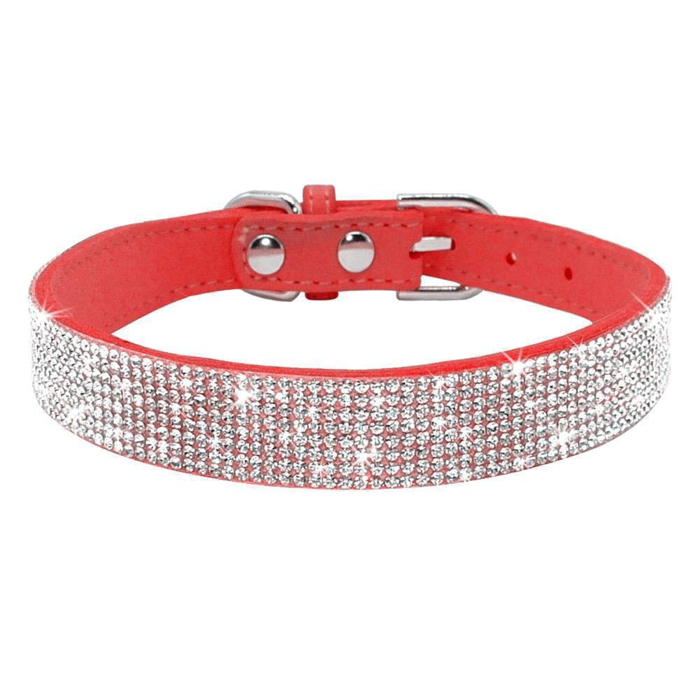 Rhinestone Dog Collar, Cute Dazzling Sparkling Soft Suede Leather Dog Cat Rhinestone Collar Crystal Diamond Pet Dog Puppy Collar (XS, Blue-1)