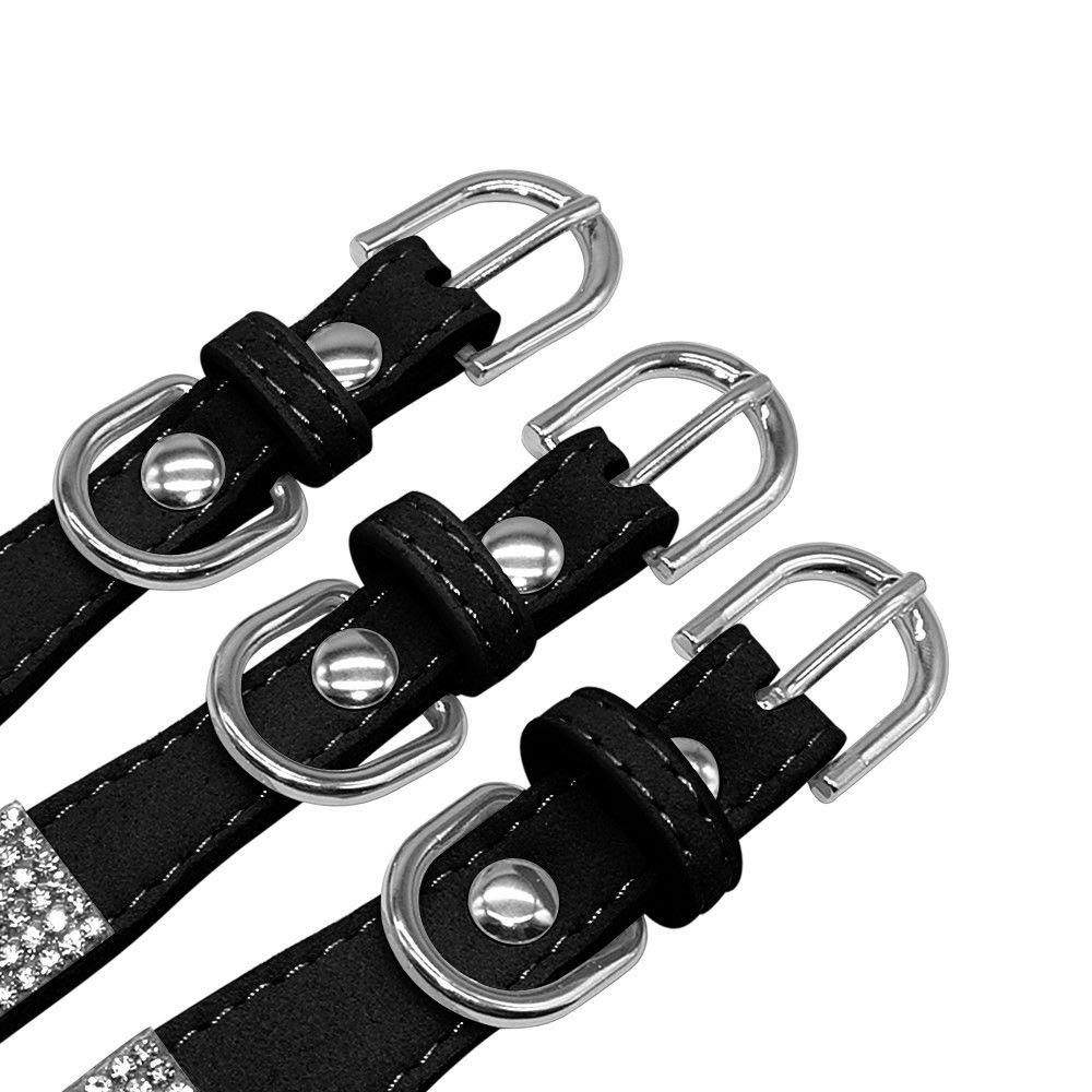 Rhinestone Dog Collar, Cute Dazzling Sparkling Soft Suede Leather Dog Cat Rhinestone Collar Crystal Diamond Pet Dog Puppy Collar (XS, Blue-1)