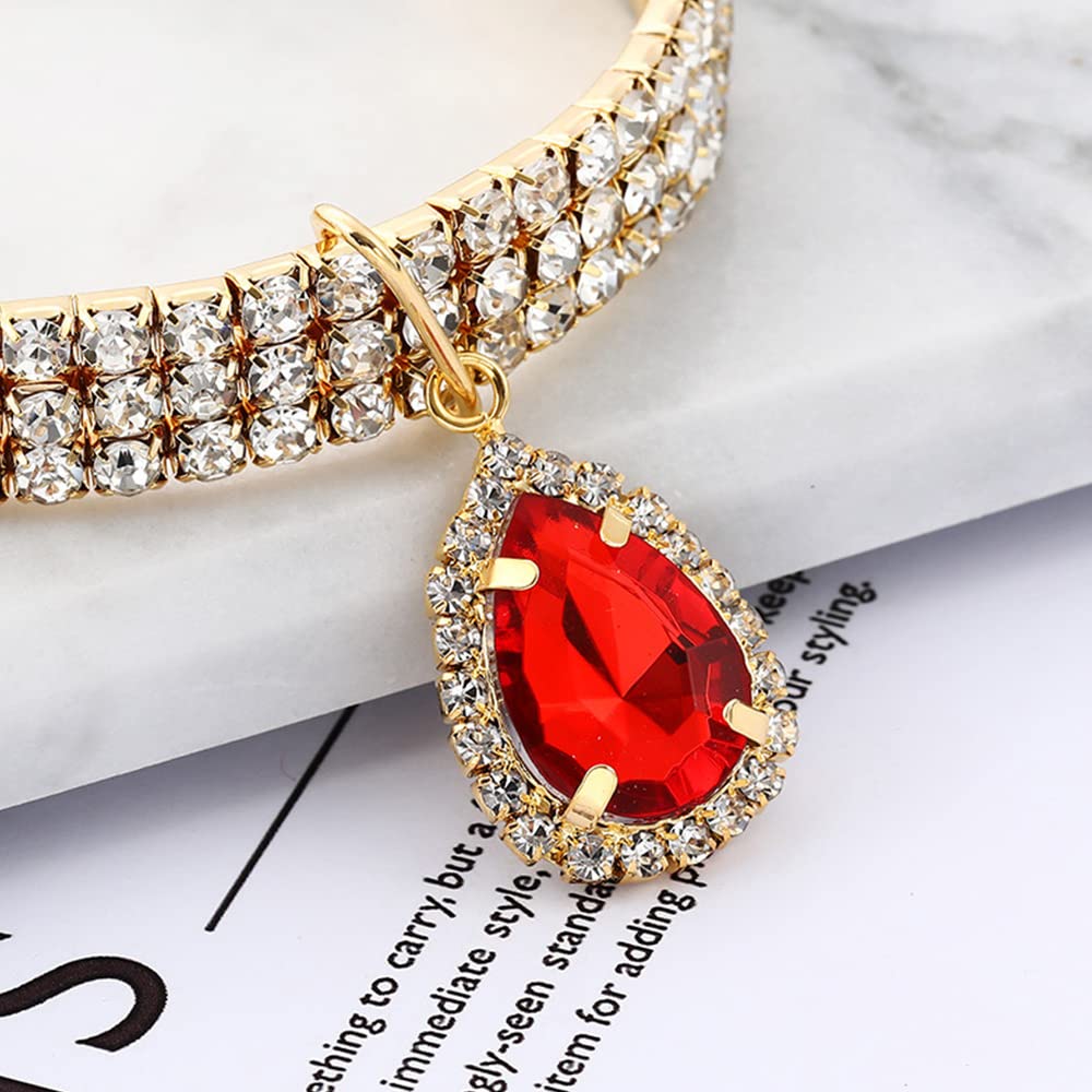 Pet Collar Gold with Diamond Shiny Adjustable Crystal Wedding Cat Collar Dog Small and Medium Pet Collar Glitter Decoration