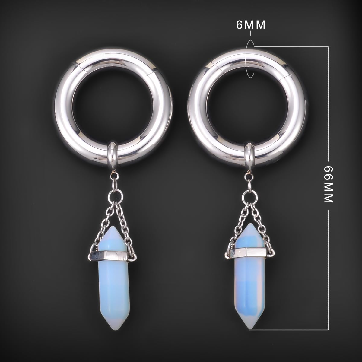 2g Ear Hanger Heavy Dangle Gauge Plug For Women 6mm Ear Weight For Stretched Ears Opal Gauge Tunnels For Ear Women Body Piercing Jewelry