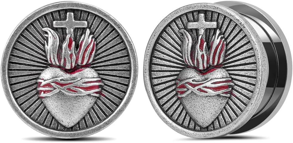 1 Pair Stainless Steel Screw Ear Gauges Flesh Tunnels Plugs Punk Cross Stretcher Piercing For Men Women Gauge 8mm-25mm