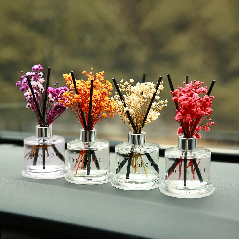 COCODOR Preserved Flower Reed Oil Diffuser/White Jasmine/6.7oz(200ml)/1 Pack/Home & Office Decor Aromatherapy Diffuser Oil Gift Set