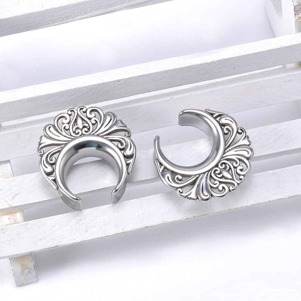 2PCS Moon Ear Gauges Ear Plugs and Tunnels Gauge for Ears Expander Piercing Gauge 10mm-25mm(00g-1")