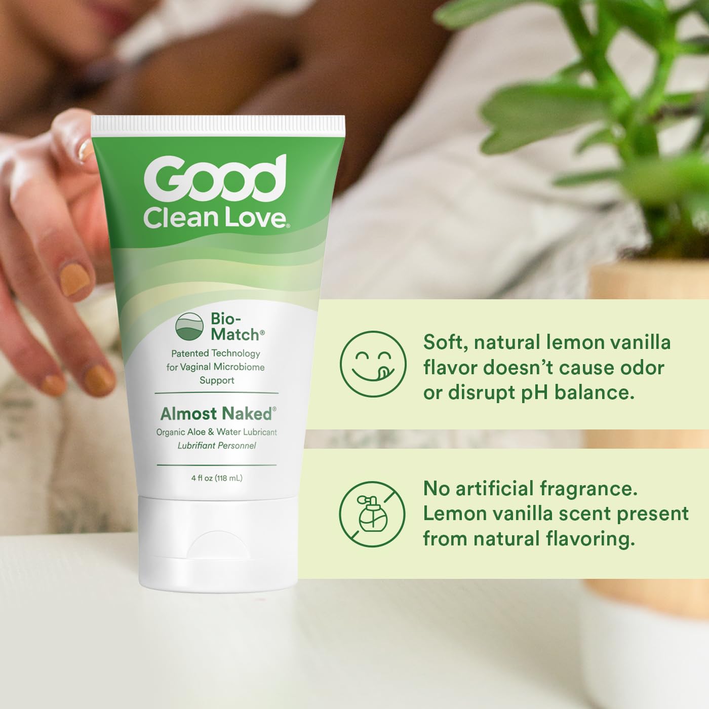 Good Clean Love Almost Naked Organic Water-Based Lube, Personal Lubricant with Aloe Vera, Safe for Adult Toys & Condoms, pH-Balanced, Intimate Wellness Gel for Men & Women, 4 Oz (Packaging May Vary)