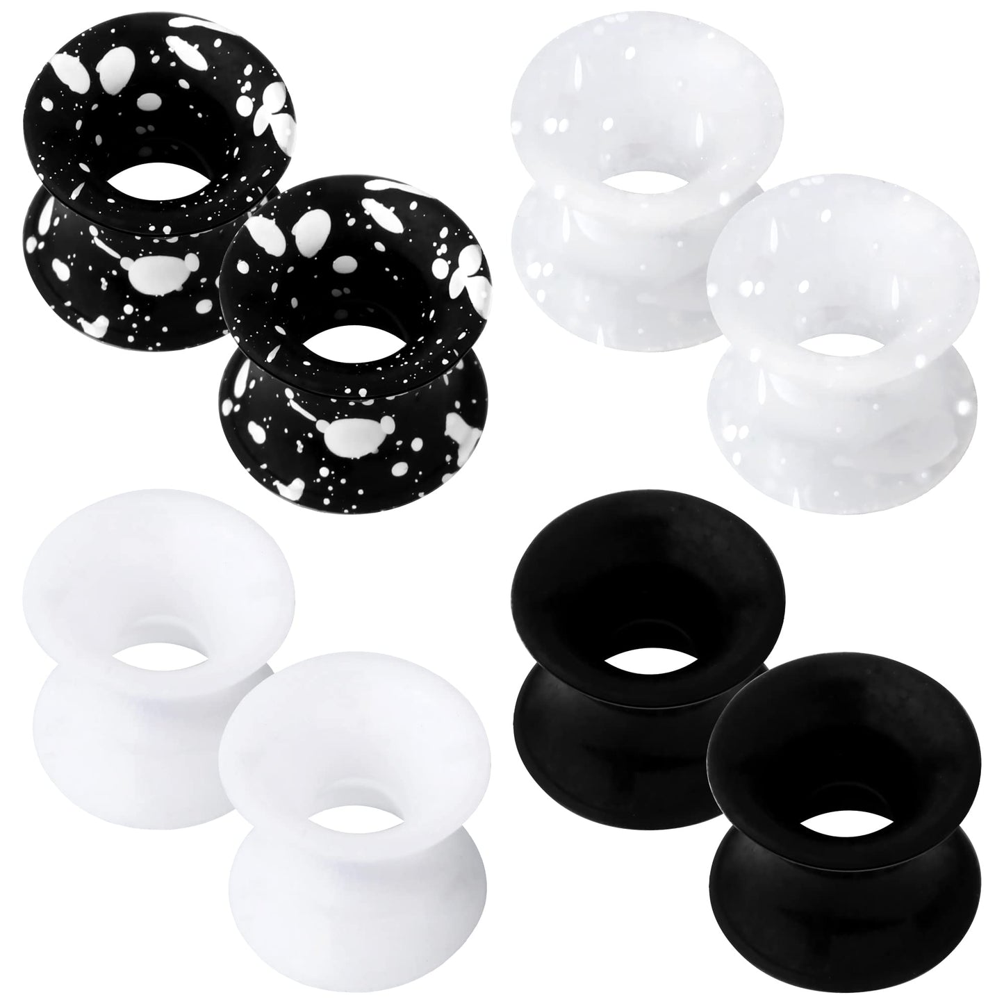 OUFER 8PCS Silicone Ear Gauges Flexible Ear Tunnels Plugs Stretchers Expander Double Flared Flesh Ear Piercing Jewelry for Women Men